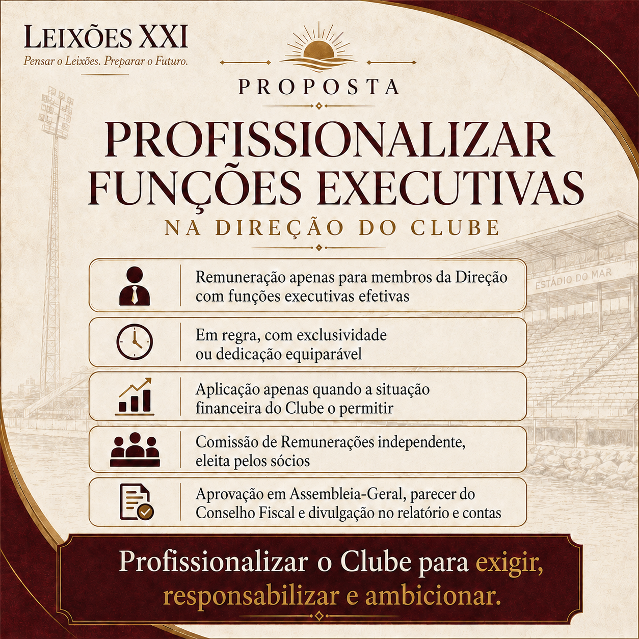 Profissionalizar funções executivas na Direção do Clube — resumo visual